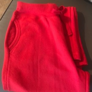Red sweatpants